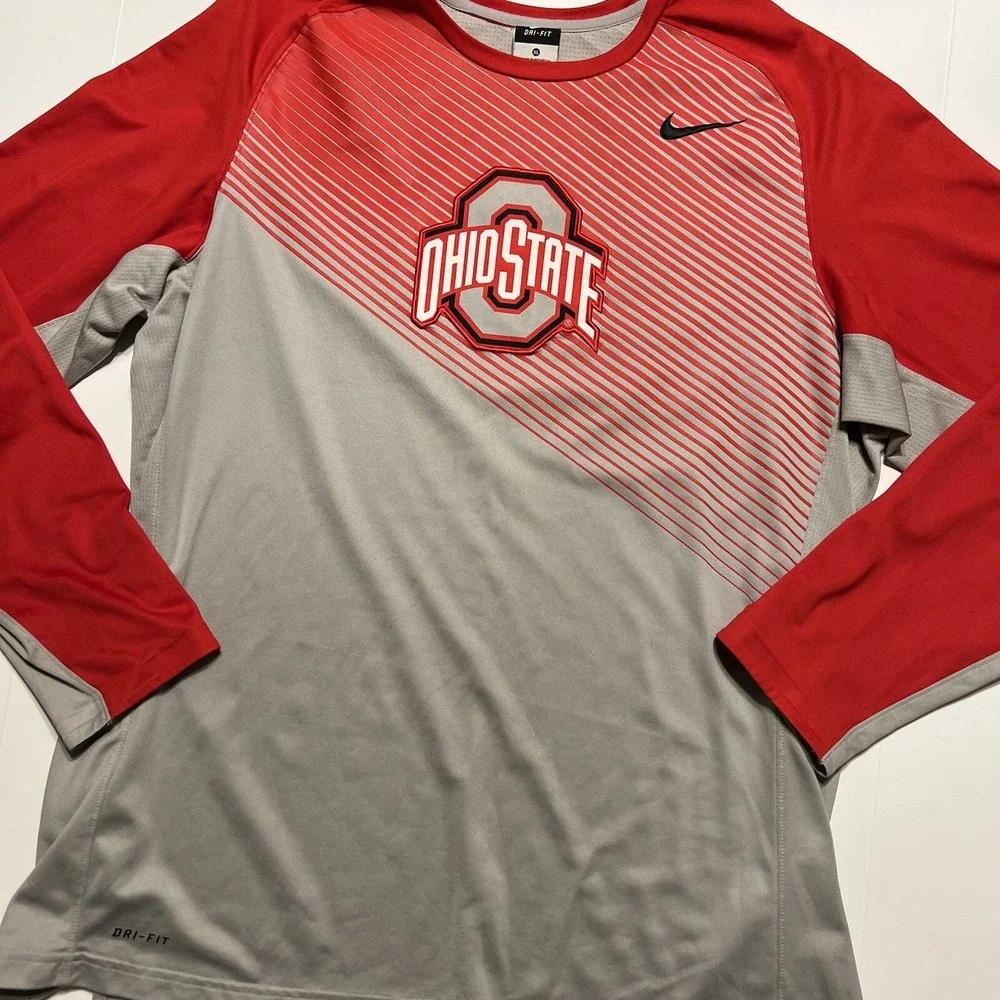 Nike Elite Ohio State Buckeyes Shirt Warm Up Basketball Size XL Dri Fit Stitched